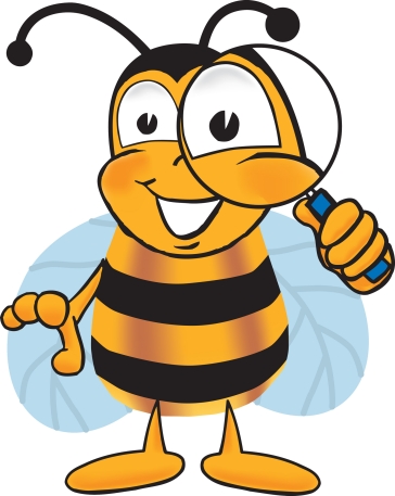 Bee with magnifying glass